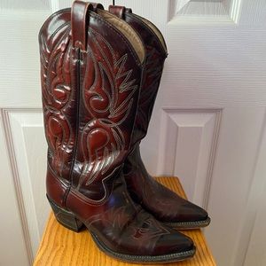 VINTAGE Texas Imperial Black Cherry Cordovan Western Cowboy Boots SZ 9D